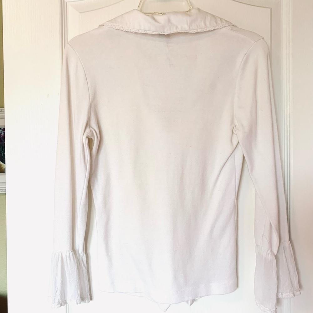 Language Los Angeles White‎ Ruffled Notched Collar Blouse - Picture 9 of 10